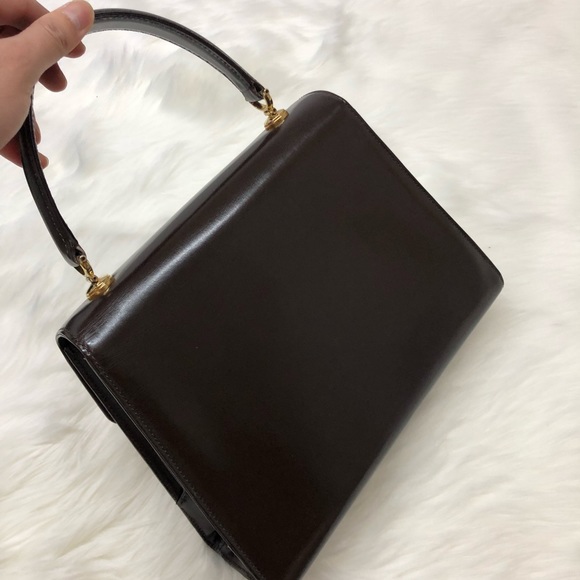 Gucci brown leather box handbag with Opal stone - Picture 6 of 10